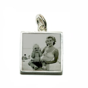 Personalized 12mm Square Photo Charm/Pendant/Sterling Silver