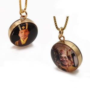 Personalized 14k Gold 20mm Double Sided Glass Photo Pendant