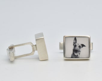 Photo Cufflinks/Personalized/Square/ Solid Sterling Silver