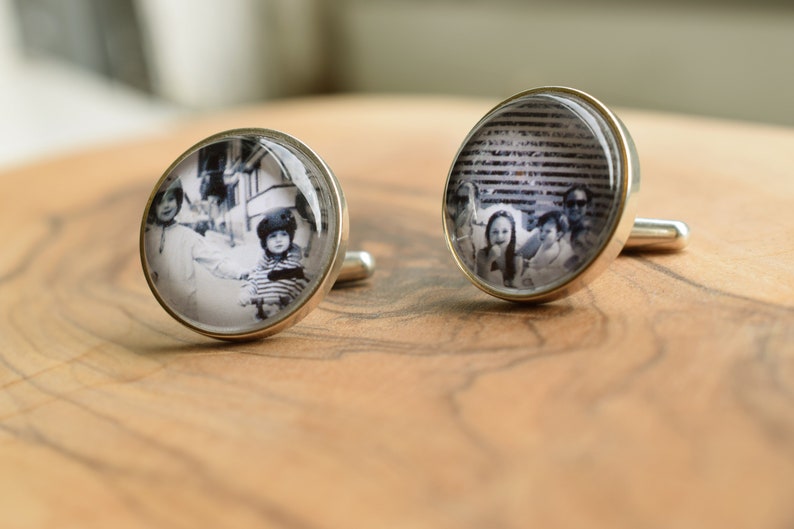 Personalized Photo Cufflinks sterling silver, photographs, resin, glass image 4