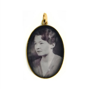 Encanto de la foto, colgante y collar / óvalo de latón de 25x18mm con vidrio / regalo fotográfico personalizado