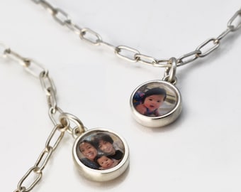 Pulsera con foto personalizada/Plata de doble cara