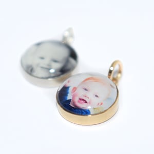 Photo Charm/Gold Filled with Glass/Personalized Custom Made to Order /Portrait Charm/Memorial Charm