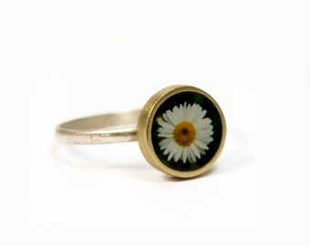 Daisy Photo Ring/silver, bronze