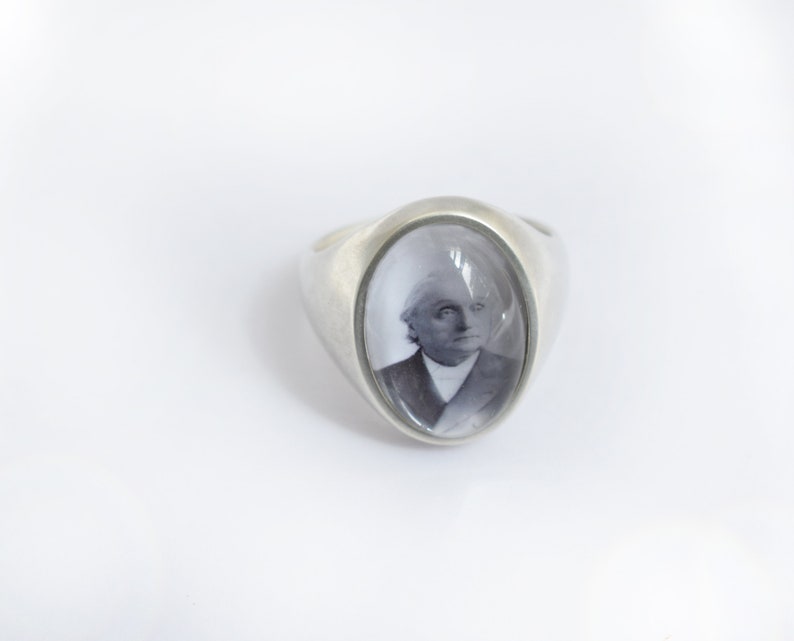 Personalized Photo Ring/ Sterling Silver Large Tapered Smooth Comfort Ring image 7