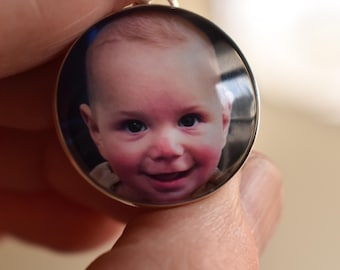 Charm y colgante con foto personalizado/ Círculo de 25 mm/ Plata de ley