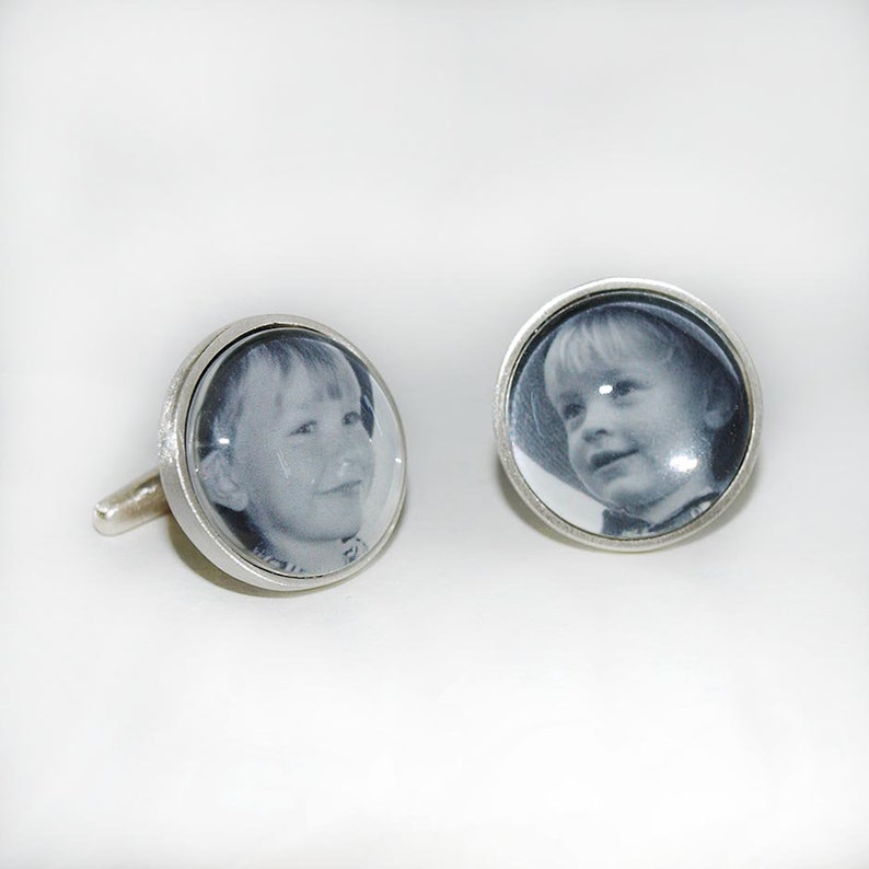 Personalized Photo Cufflinks sterling silver, photographs, resin, glass image 6