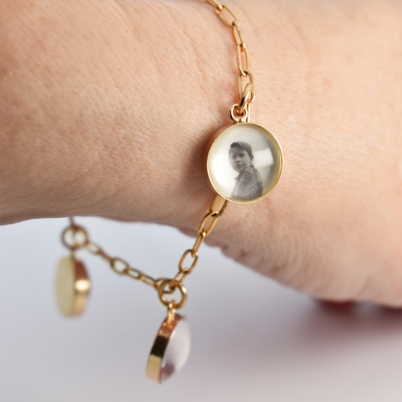 Personalized Photo Charm Bracelet/Gold-filled OR Sterling Silver image 1