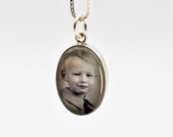 Charm con foto personalizado/Plata de ley 13 x 18 mm Ovalado/Resistente al agua/Foto con cristal