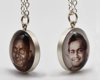 Charm/Colgante con foto de dos caras/plata de ley y cristal