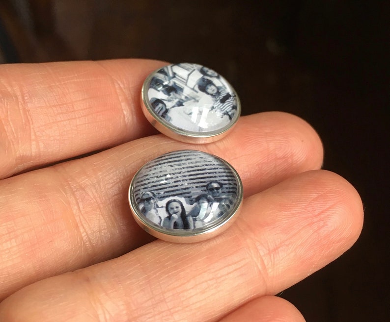 Personalized Photo Cufflinks sterling silver, photographs, resin, glass image 5