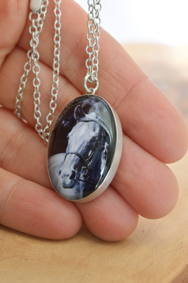 Personalized 22x30mm Oval Photo Pendant Necklace sterling silver, photograph, resin, glass image 3