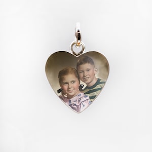 Personalized 16mm Heart Photo Charm/Pendant/ Sterling Silver