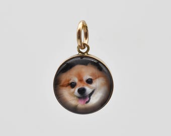 Charm con foto bañado en oro: Charm conmemorativo con retrato personalizado