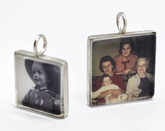 Personalized Photo Pendant Slide /Silver Square/waterproof