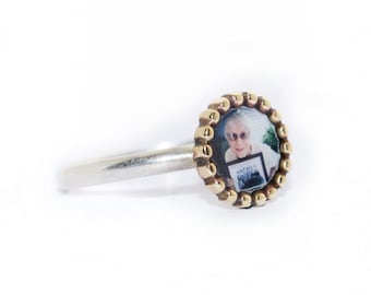 PERSONALIZED  Photo Ring/ Bronze & Sterling Silver