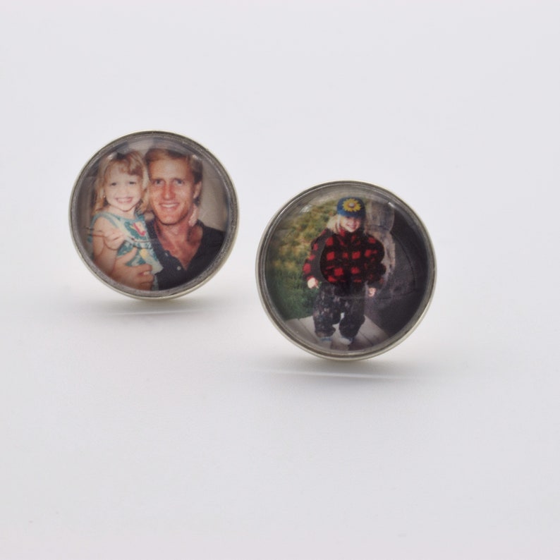 Personalized Photo Cufflinks sterling silver, photographs, resin, glass image 3