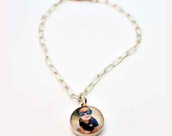 Personalisiertes Foto Charm Armband aus Sterling Silber