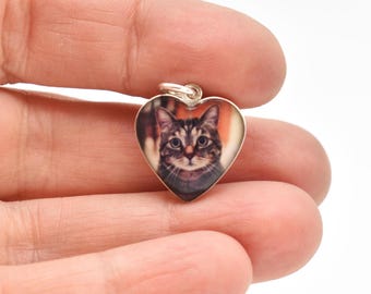 Personalized Photo Heart Charm/ Sterling Silver/2 sizes