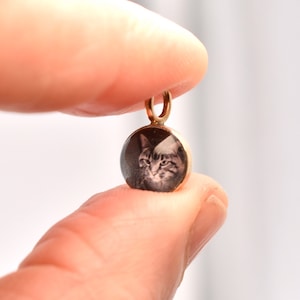 Personalized 14k Gold Photo Pendant Slide or Charm/8mm Circle