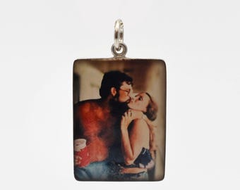 Colgante de plata con foto personalizado (rectángulo de 18 x 25 mm) para regalo con foto