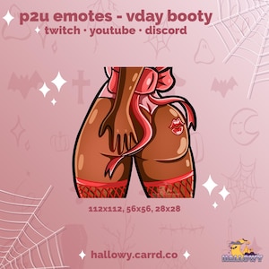 Premade LEWD Twitch Emote – Vday Booty Cute Emote for Streamers and Discord - P2U - Instant Download - Lewd Emotes - Vday Emote