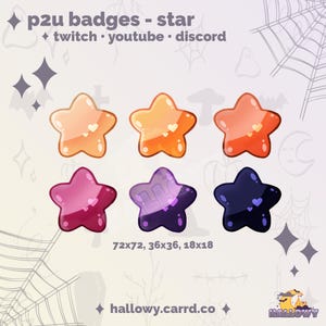 Premade Twitch Badges – Colorful Stars Cute Sub Badges for Streamers and Discord - P2U - Instant Download - Colorful Stars Badges