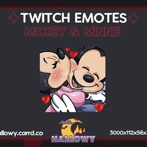 Emote di Topolino e Minnie con amore dei cartoni animati / Emote di Twitch / Emote di Discord / Emote di Youtube / Emote dei cartoni animati / Emote di San Valentino / P2U