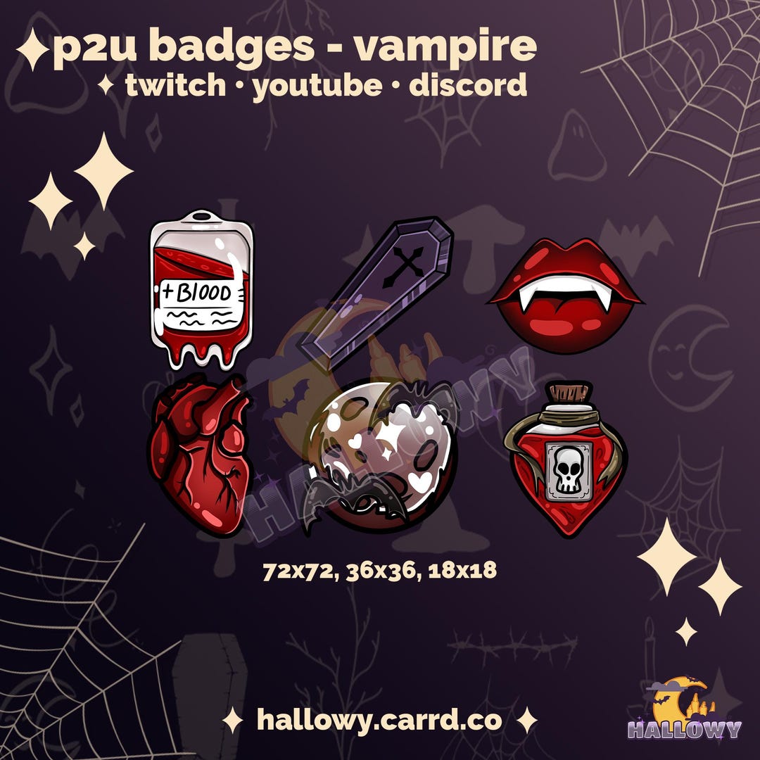 Vampire Twitch Sub Badges – Halloween Streamer Icons (instant Download ...