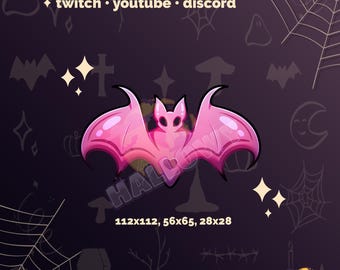 Punkt kanału Twitch Pink Bat – emotka Halloween (do pobrania natychmiast)