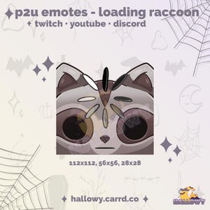 Premade Twitch Emote – Loading Raccoon Cute Emote for Streamers and Discord - P2U - Instant Download - Kawaii Raccoon - Vtuber Emotes