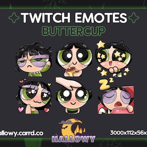 Premade Twitch Emote Pack – Buttercup Cute Emotes for Streamers and Discord - P2U - Instant Download - Cartoon Emotes - 6 Emote Pack