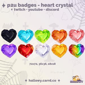 Colorful Heart Crystal Twitch Badges: Streamer/Discord Sub Badges (Instant Download)