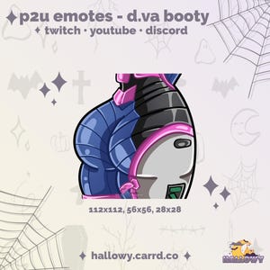 Premade LEWD Twitch-emote – D.VA Booty-schattige emote voor streamers en onenigheid - P2U - direct downloaden - onzedelijke emotes - Overwatch-emotes