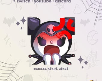 Emote de anime Kuro enojado – Prediseñado para Twitch/Discord P2U (Descarga instantánea)