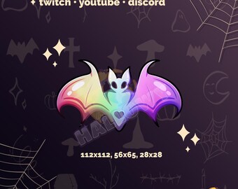 Punkt kanału Twitch Rainbow Bat – Uroczy emotikon na Halloween (do pobrania natychmiast)