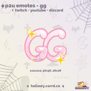 Premade Twitch Emote – Bubbly "GG" Cute Emote for Streamers and Discord - P2U - Instant Download - Text Emotes - Bubbly Emotes - Pink Emote