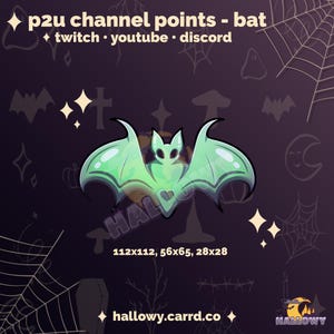 Premade Twitch Channel Point – Green Bat Cute Channel Point for Streamers - P2U - Instant Download - Channel Point Redeem - Halloween Emote