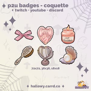 Premade Twitch Badges – Coquette Cute Sub Badges for Streamers and Discord - P2U - Instant Download - Coquette Aesthetic Badges - Cute Badge