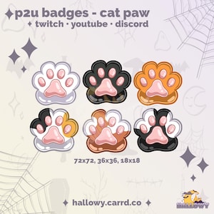 Emblemas Twitch pré-fabricados – Emblemas de inscrição fofos Cat Paw para streamers e Discord - P2U - Download instantâneo - Emblemas de gato - Emblemas Kitty Paws
