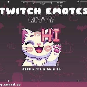 Cute White Cat Hi Emote Twitch Emote Discord Emote Youtube Emote Kawaii ...