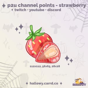 Premade Twitch Channel Point – Strawberry Cute Emote for Streamers and Discord - P2U - Instant Download - Strawberry Channel Point