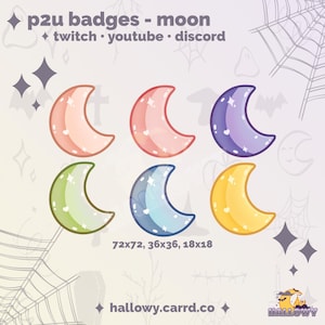 Premade Twitch Badges – Moon Cute Sub Badges for Streamers and Discord - P2U - Instant Download - Moon Badges - Pastel Moon Badges