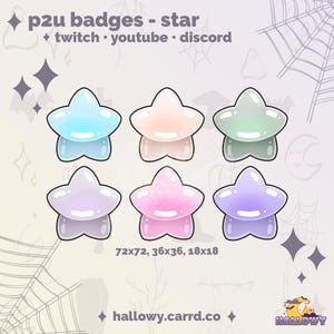 Premade Twitch Badges – Pastel Stars Cute Sub Badges for Streamers and Discord - P2U - Instant Download - Pastel Stars Badges - Star Badges
