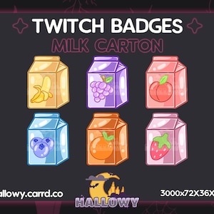 Cute Milk Carton Badges for Twitch | Subscriber Badges | Sub Badges for Twitch | Milk Carton Badges | Kawaii Milk Carton Badges | P2U