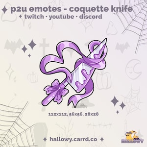 Premade Twitch Emote – Purple Coquette Knife Cute Emote for Streamers and Discord - P2U - Instant Download - Pink Emotes - Coquette Emotes