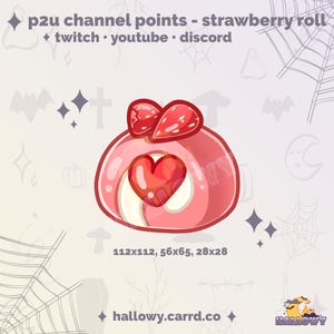 Premade Twitch Channel Point – Strawberry Roll Cute Emote for Streamers and Discord - P2U - Instant Download - Strawberry Channel Point