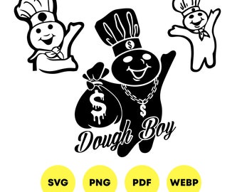 Pillsbury Doughboy SVG. Dough Boy - svg png pdf webp. Dough Boy Vector. Classic Dough Boy SVG. Doughboy Rapper SVG, Dough Boy Money Bag svg
