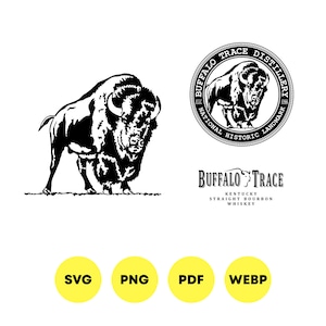 Buffalo Trace Datei, Buffalo Trace Zeichen SVG, Png, WebP, Pdf. Whisky-Zeichen SVG. Buffalo Spur Logo svg. Whisky Bourbon SVG Logos