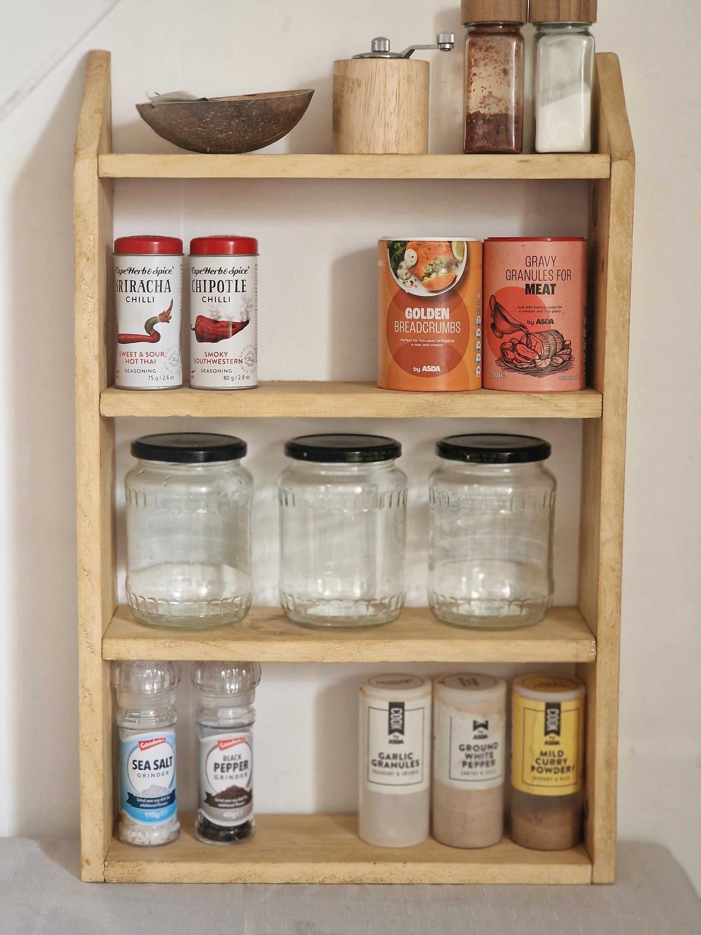 Handmade Spice Rack: 4-tier Kitchen Shelf - Wall Mountable - Etsy